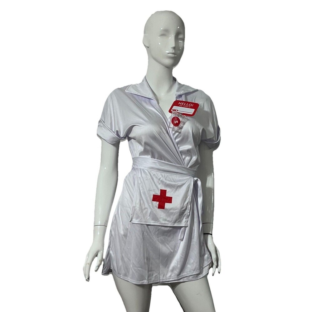 Spirit Halloween Classic Nurse Costume Plus 1X 18-20 Dress Hat Apron Stethoscope